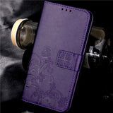 the purple flower leather wallet case for iphone