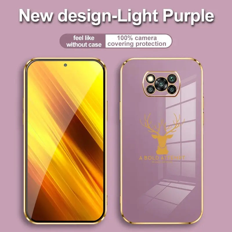 a purple phone case with a deer on it