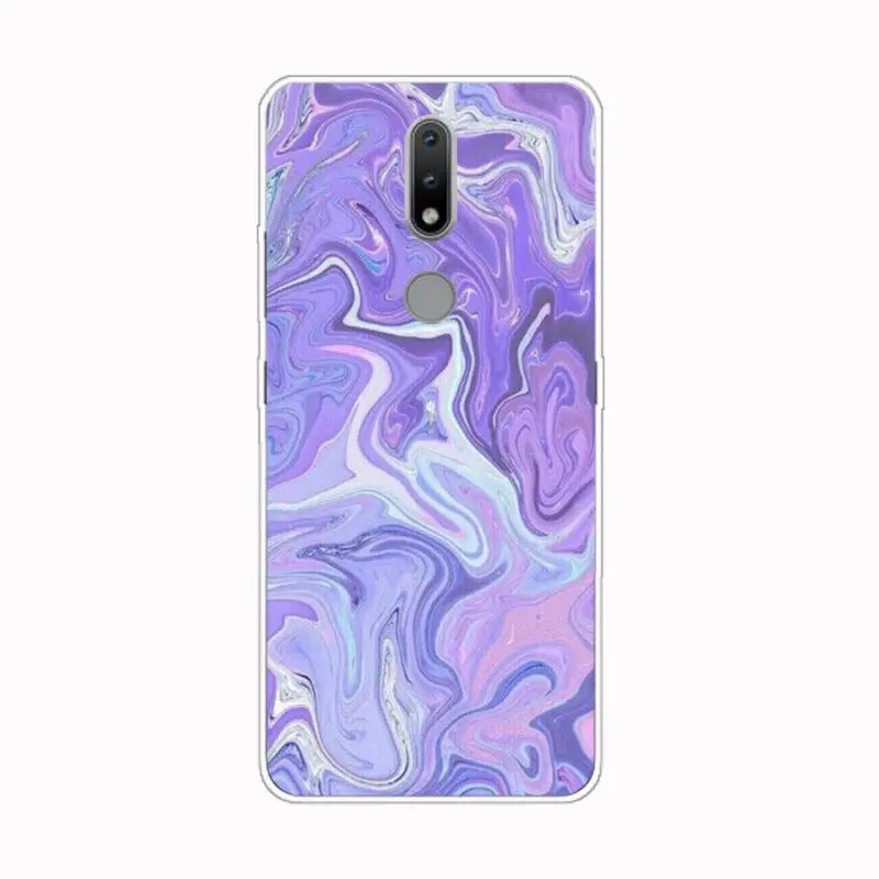 a purple and blue marble pattern phone case