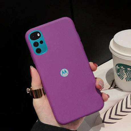 Purple Motorola phone case.