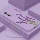 a purple phone case with a floral design