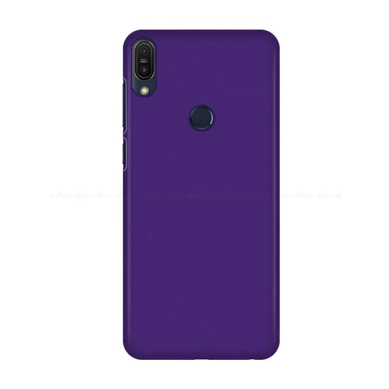 the back of a purple phone case