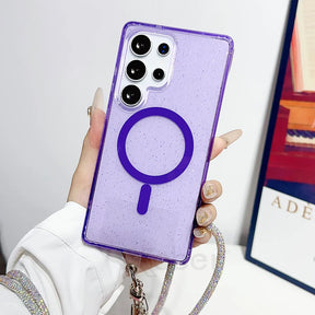 Purple phone case with magnetic ring.