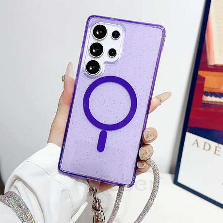 Purple phone case with magnetic ring.