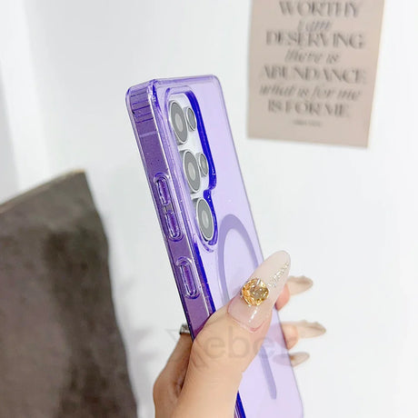 Purple phone case with magnetic ring.