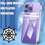 a purple phone with a spider web on it