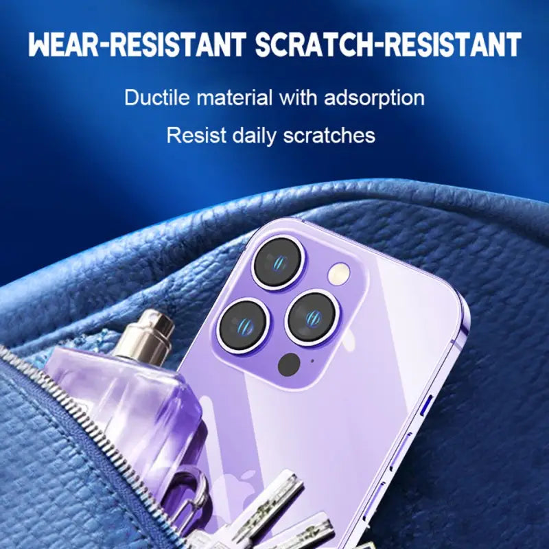 a purple phone case with a zipper and a zipper