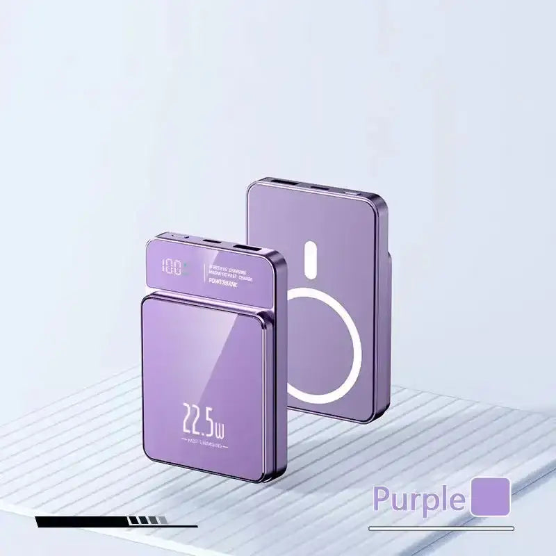 a purple phone with the logo of the company