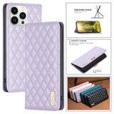 the purple quilting leather case for iphone 11
