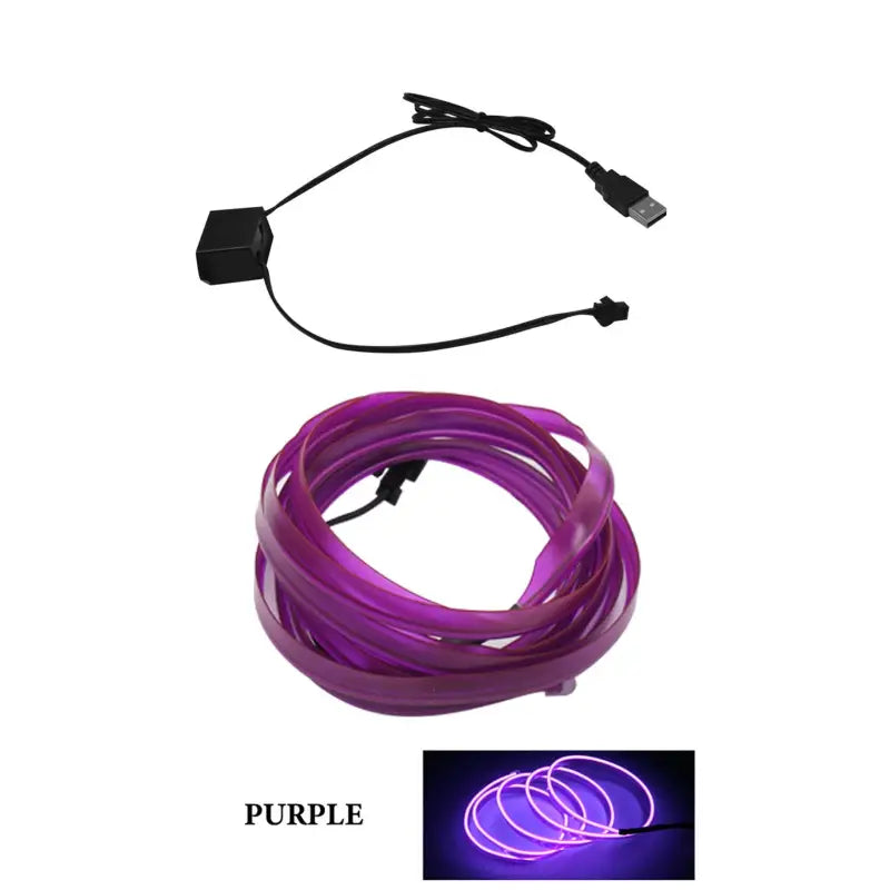 purple flexible flexible light strip with plugged plug
