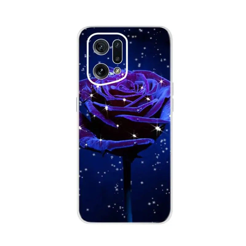a purple rose with stars on a blue background