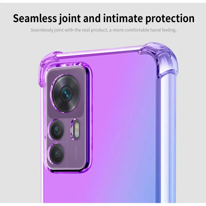 The back of a purple samsung phone with a camera lens