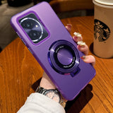 Purple smartphone case with a built-in camera lens protector and a ring stand.