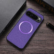 Purple smartphone case with a circular design and visible camera cutout.