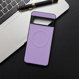 Purple smartphone case with a circular design on the back.