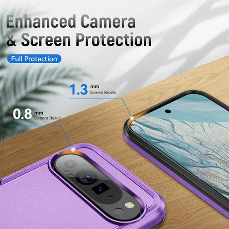 A purple smartphone case offering enhanced camera and screen protection.