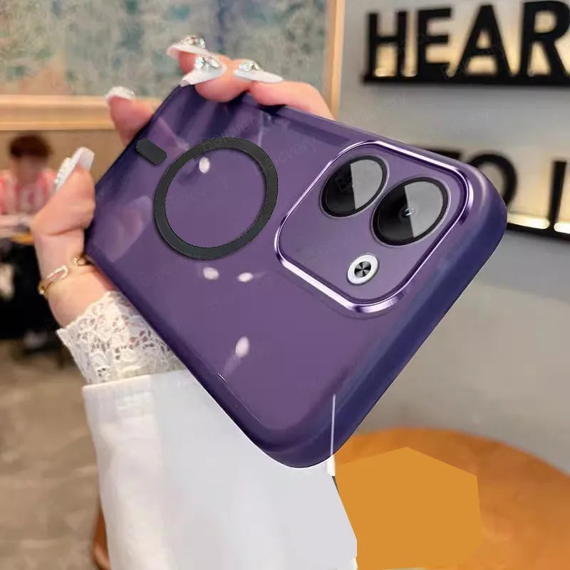 Purple smartphone case with a prominent camera cutout.