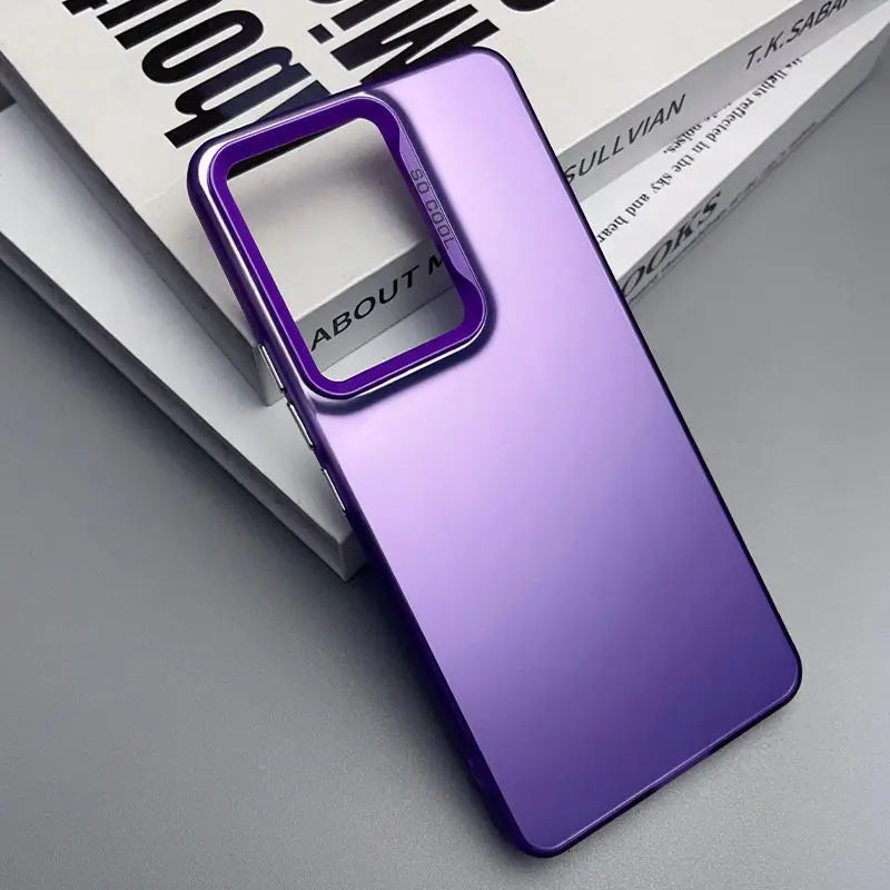 Purple smartphone case with a prominent camera cutout.