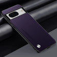 Purple smartphone with a distinctive camera module on its back panel.