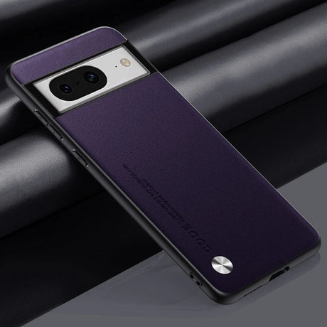 Purple smartphone with a distinctive camera module on its back panel.