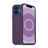 Purple smartphone with a dual-camera system and a circular design on its screen.