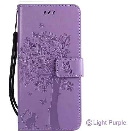 Purple tree leather wallet case for samsung s9