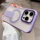 Purple-trimmed phone case with MagSafe stand.