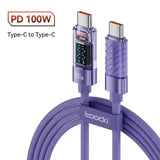 a purple usb cable with a usb button