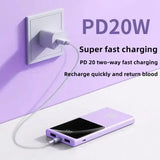 a purple wall mounted phone charger with a white cord