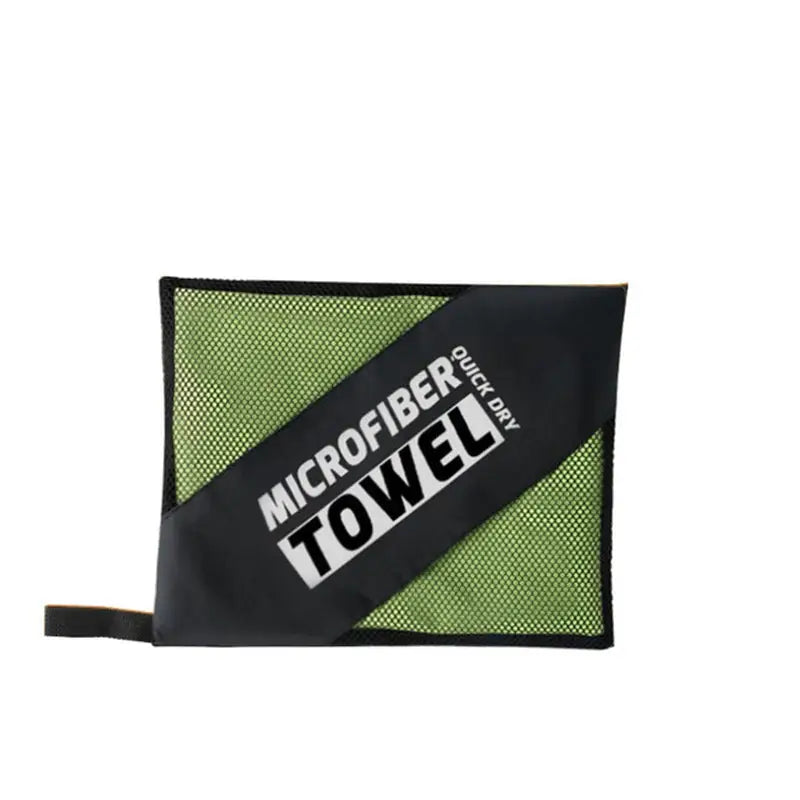 a green and black bag with the words micro towel