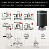 Radiator valve adapter options.