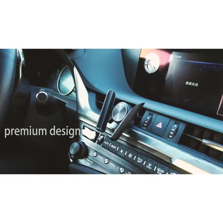 the interior of a car with the controls on