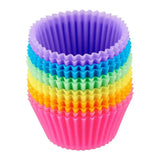 a rainbow colored cupcake liner