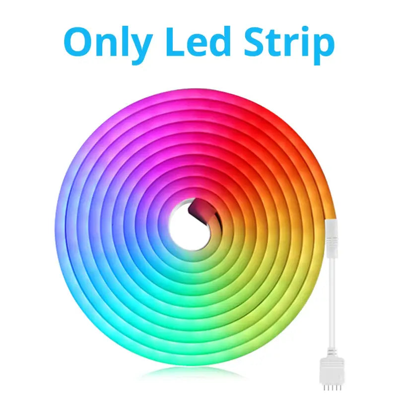 A rainbow colored led strip with the words only led strip