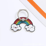 there is a rainbow and clouds on a keychain with a ring