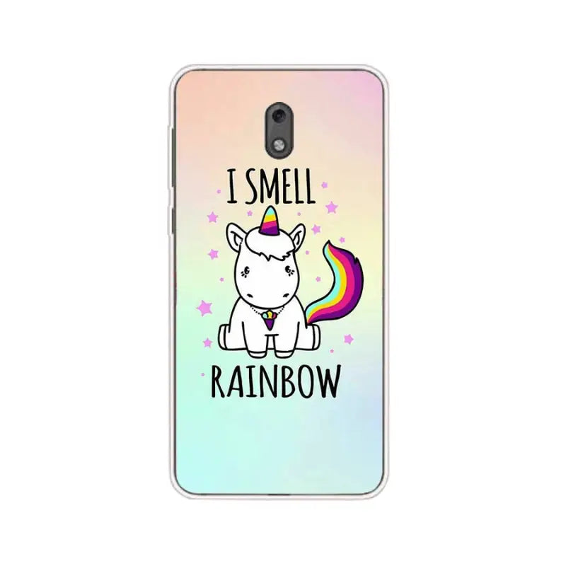 a unicorn phone case with the text i’m i’m rainbow