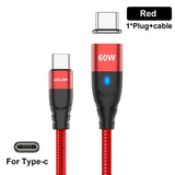 a red and black cable with a usb type c connector