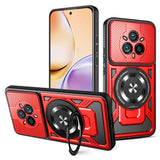 Red and black rugged phone case with a kickstand ring.