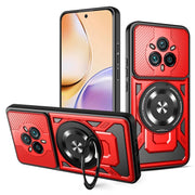 Red and black rugged phone case with a kickstand ring.