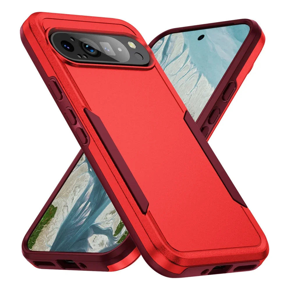 Red and black rugged phone case.