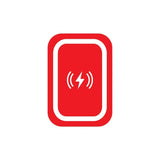 a red button with a lightning symbol