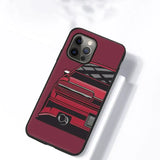 a red car iphone case with a black background