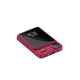 the red case is attached to the back of the phone