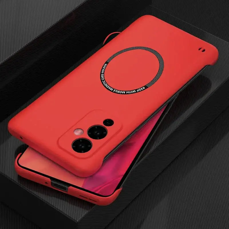 the red case is shown on the back of the phone