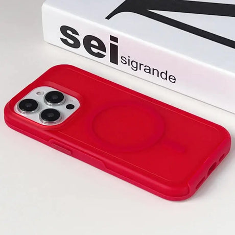 The red case is next to a white box