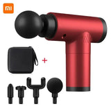 a red hair dryer with a black case and a black case