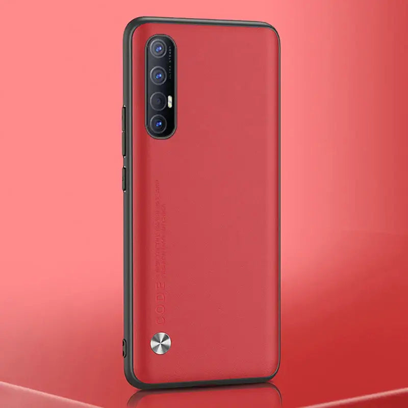 the red iphone case is shown on a red background