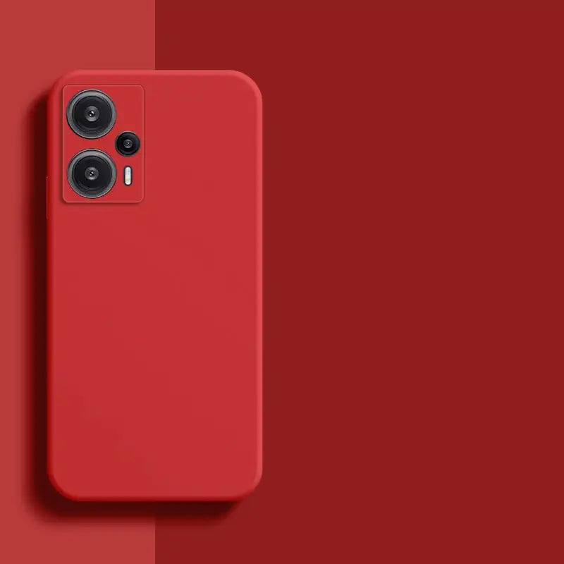 the red iphone case is shown on a red background