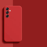 the red iphone case is shown on a red background