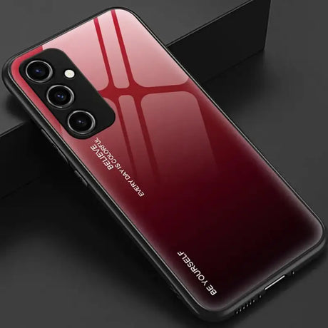 The red iphone case is shown on a black surface